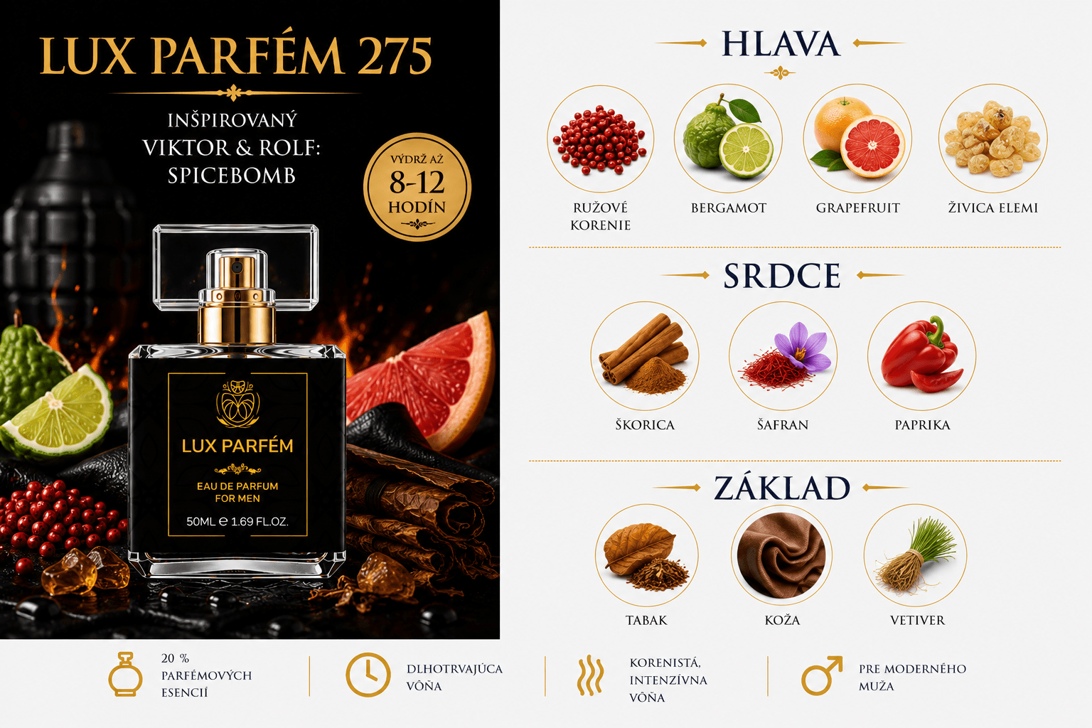 Lux Parfém 275 – Inšpirovaný Viktor & Rolf: Spicebomb